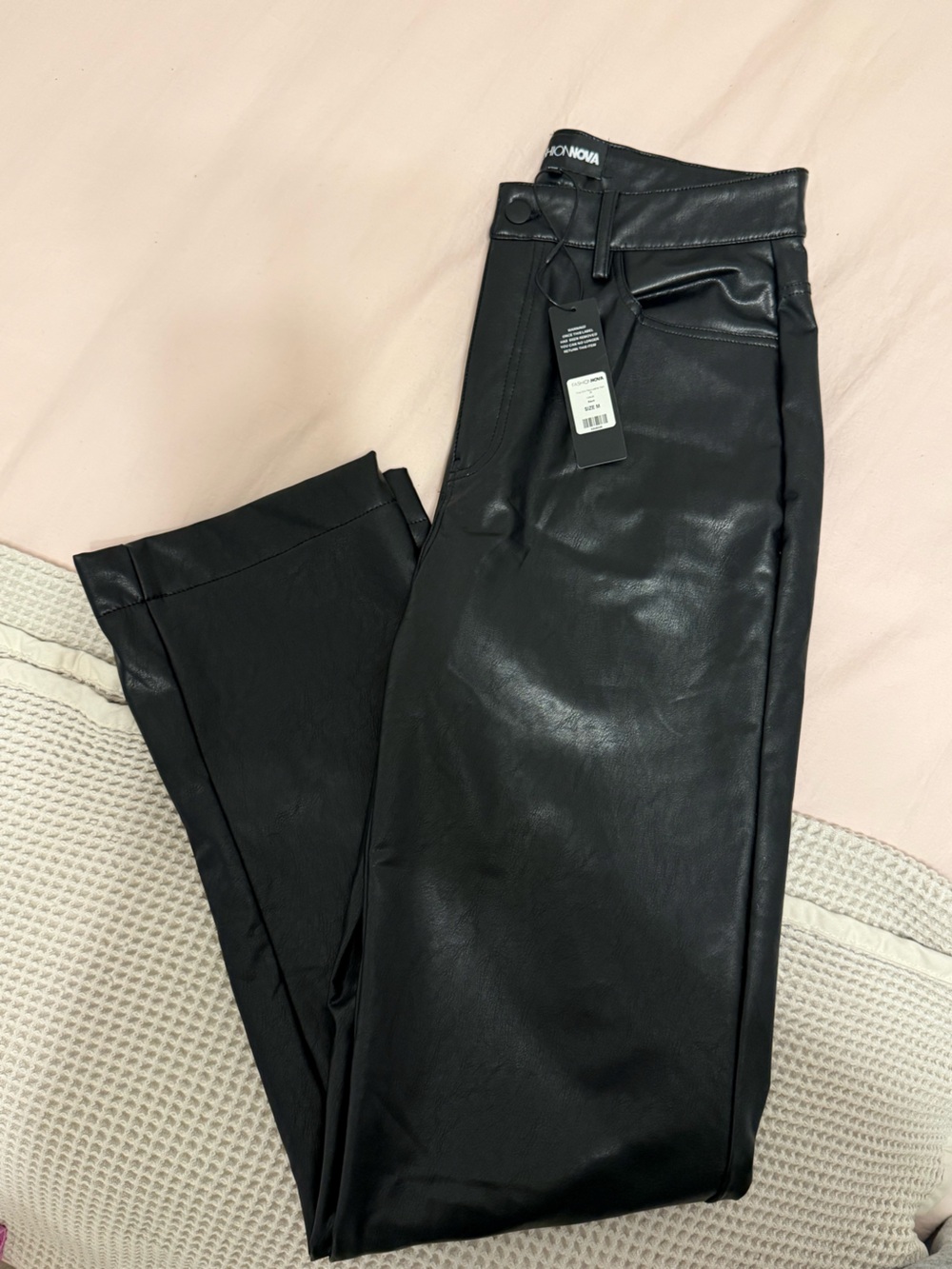 Fashion Nova Black Faux Leather Skinny Pants